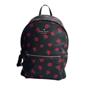 kate spade - Chelsea Med backpack with red rose print.